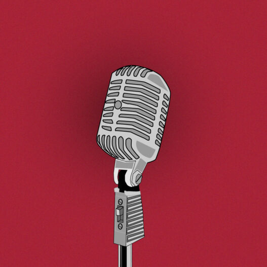 A drawing of an old-timey microphone